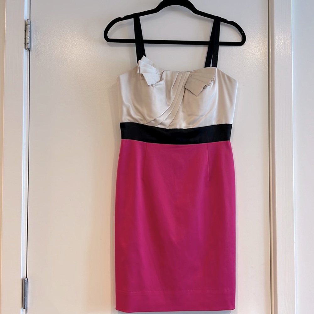BCBG pink and white cocktail dress